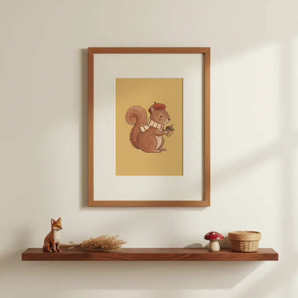 Squirrel with Acorn Print