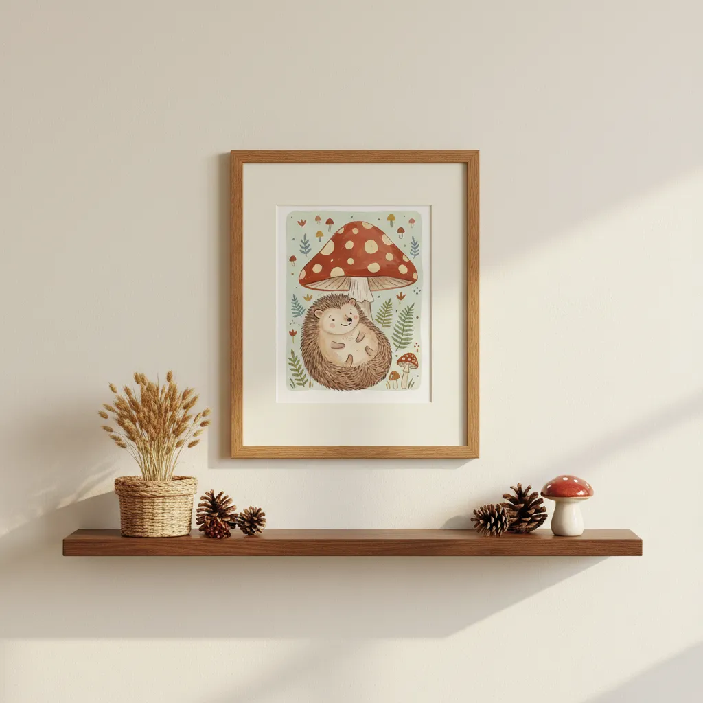 Hedgehog and Toadstool Print