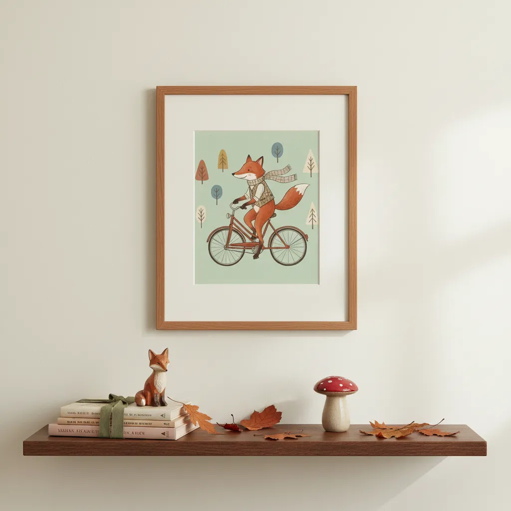 Fox on Bicycle Print