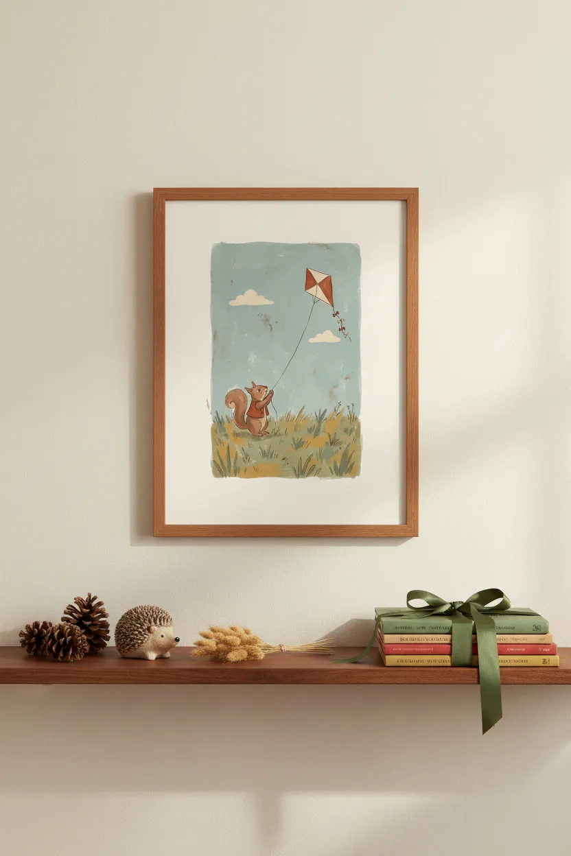 Squirrel Flying Kite Print