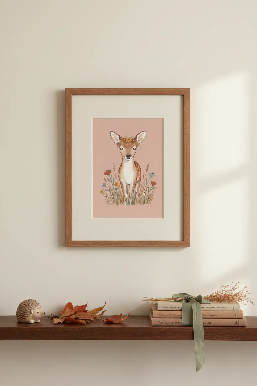 Floral Crown Fawn Print