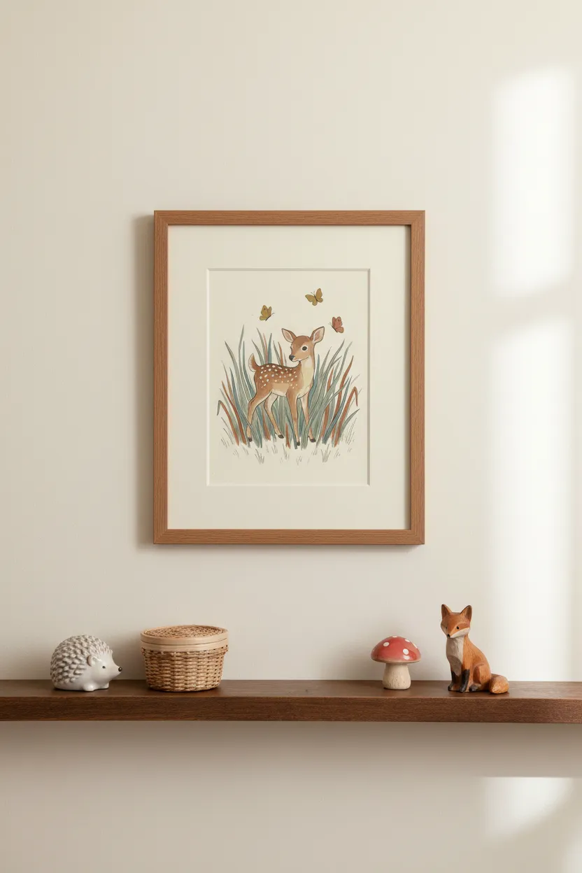 Fawn and Butterflies Print