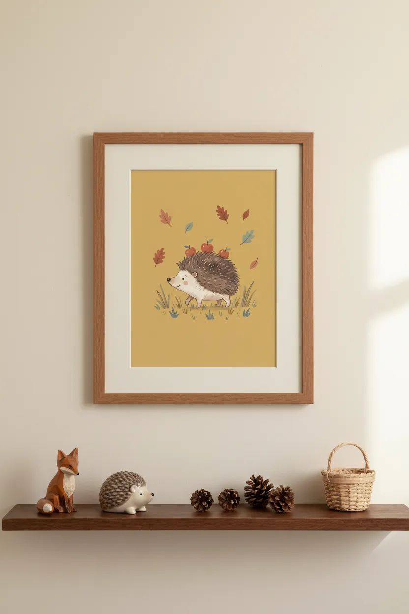 Hedgehog with Apples Print