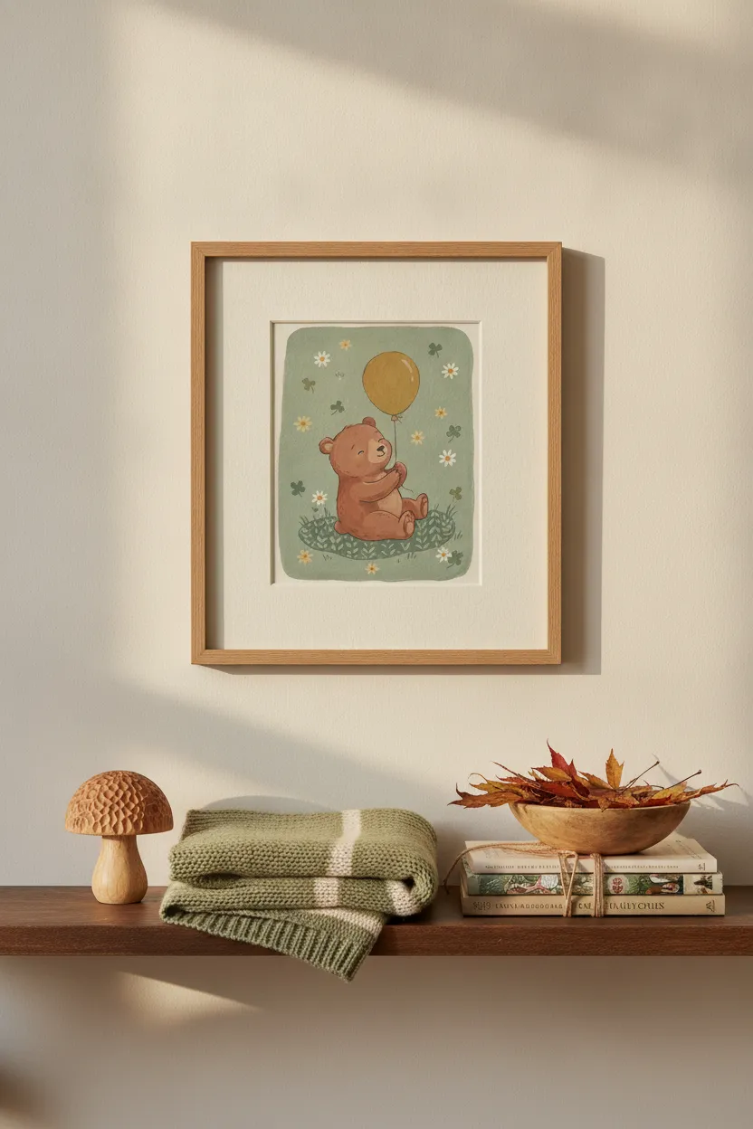 Bear with Balloon Print