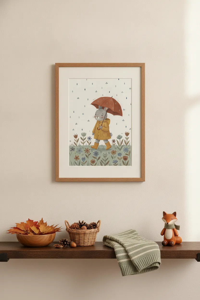 Bunny in Yellow Raincoat Print