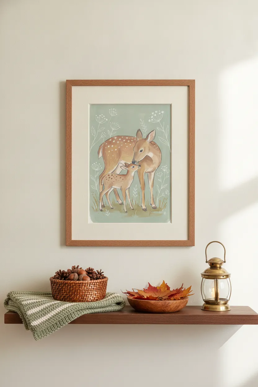 Mama Deer and Fawn Print