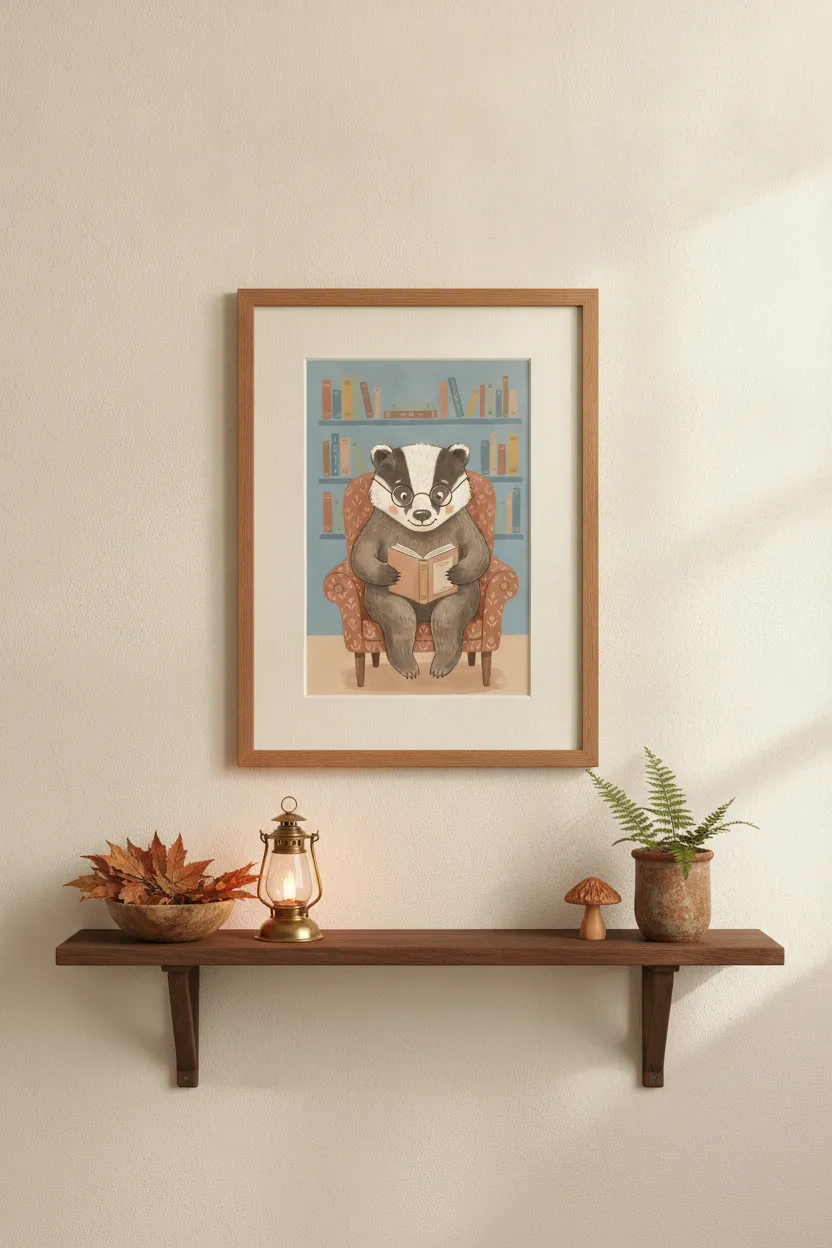 Badger Reading Print