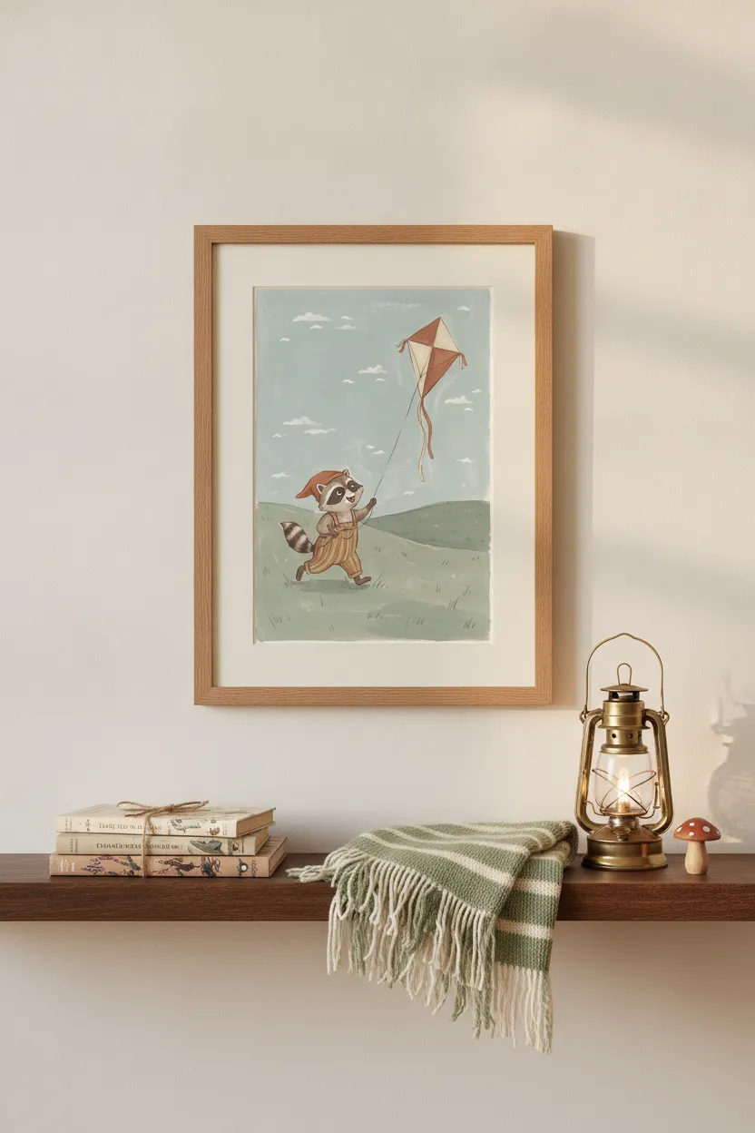 Raccoon Flying Kite Print