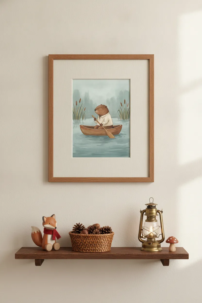 Beaver in Canoe Print