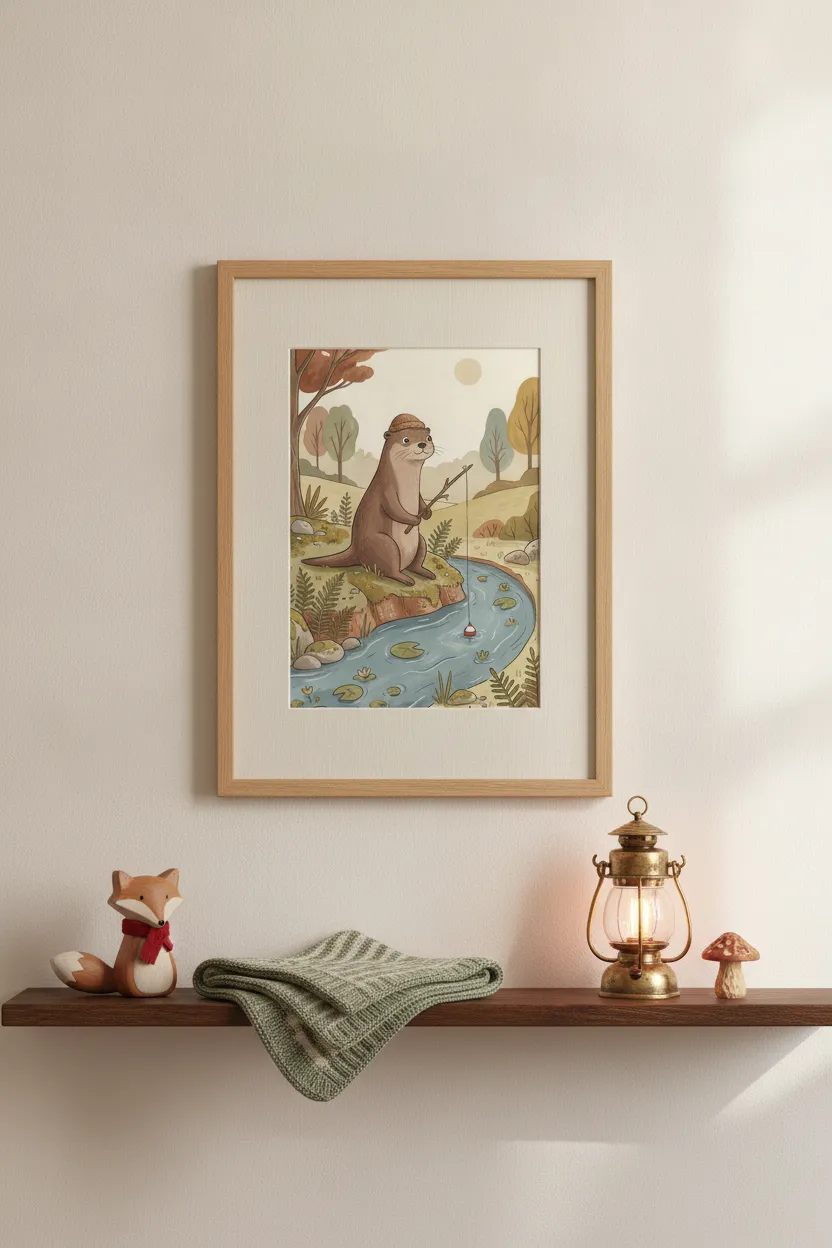 Otter Fishing Print