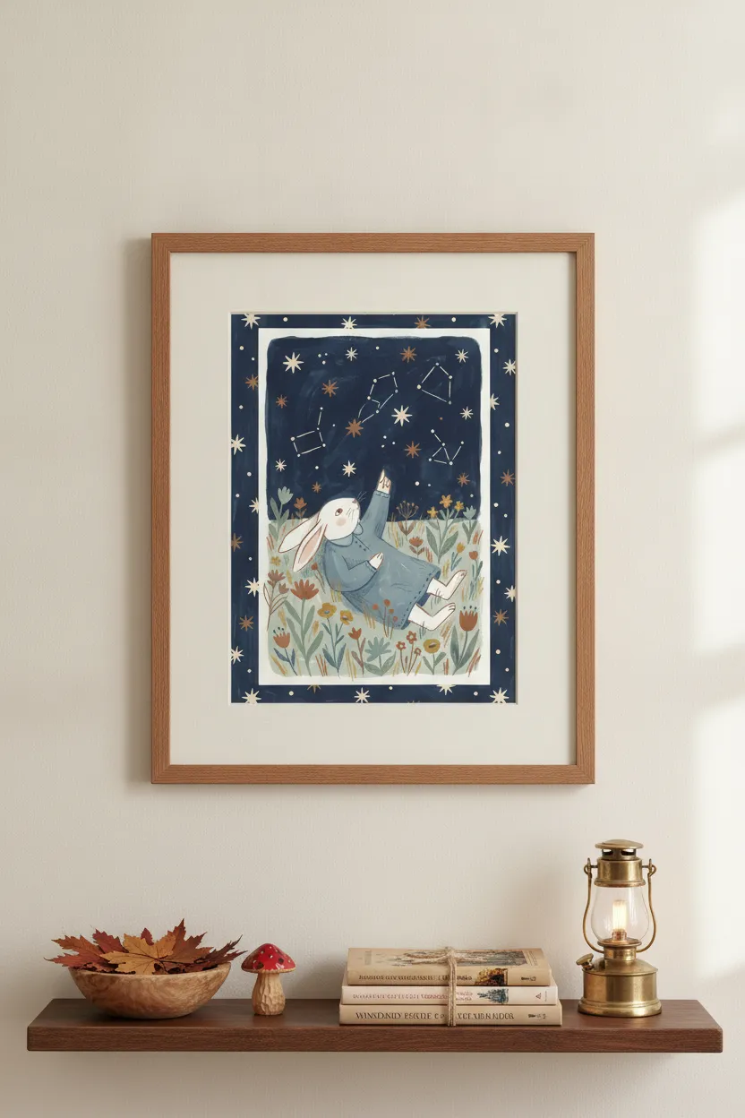 Stargazing Bunny Print