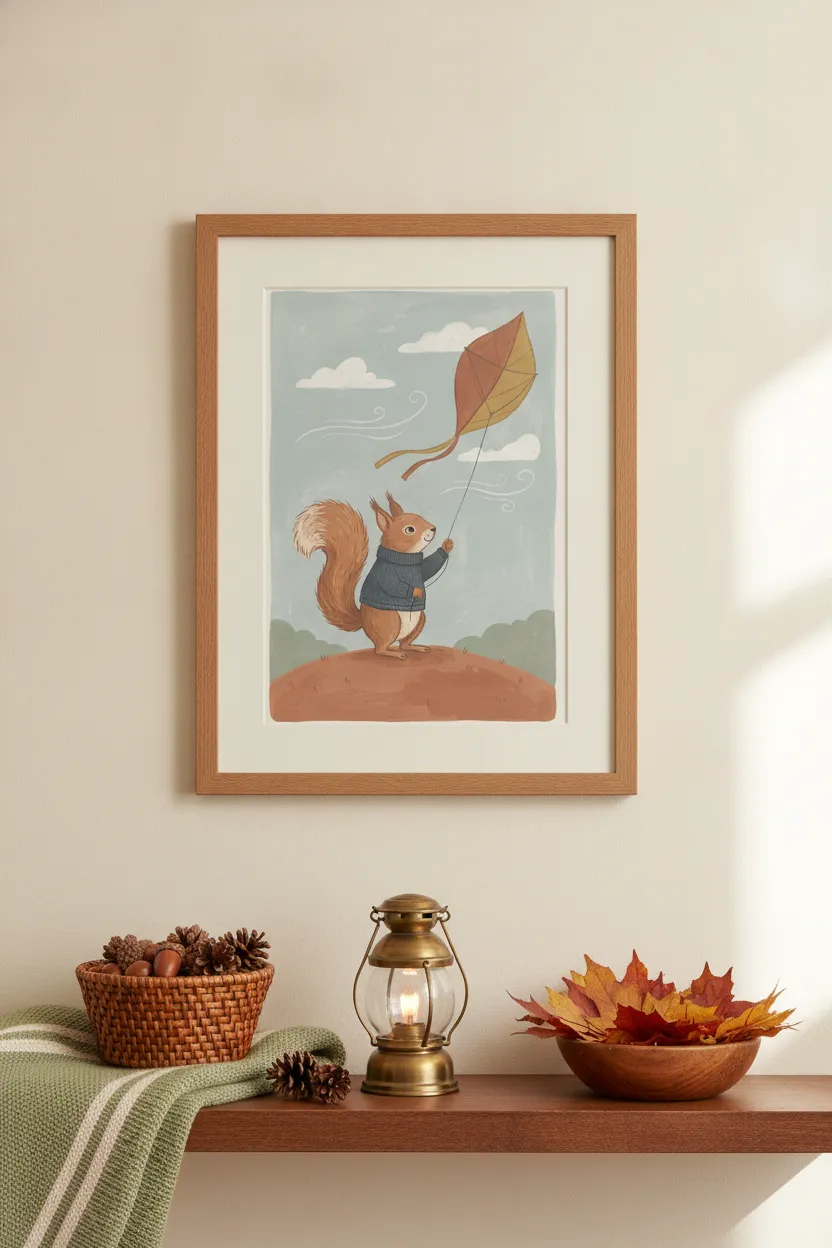 Squirrel Flying Kite Print