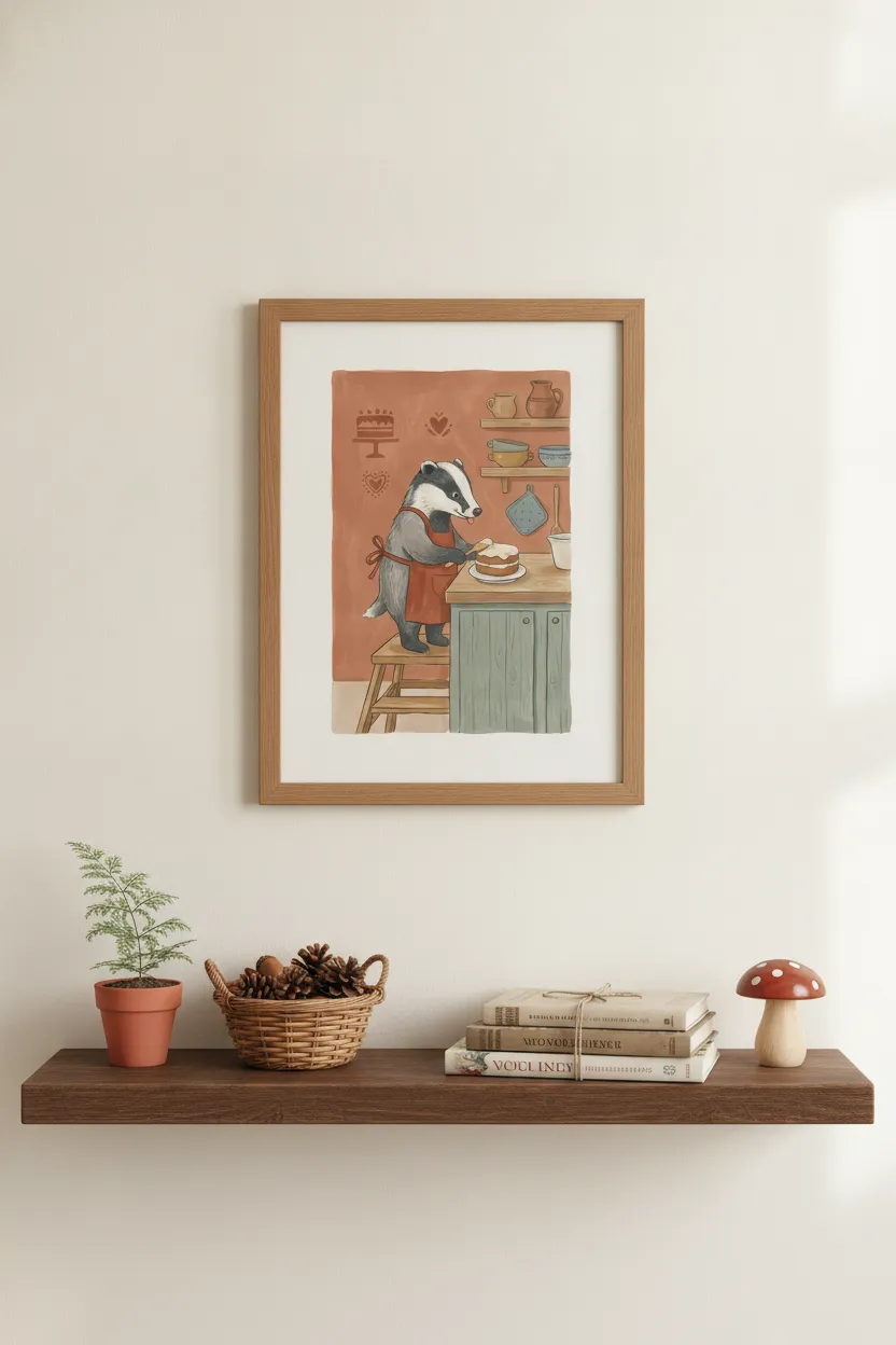 Badger Baking Cake Print