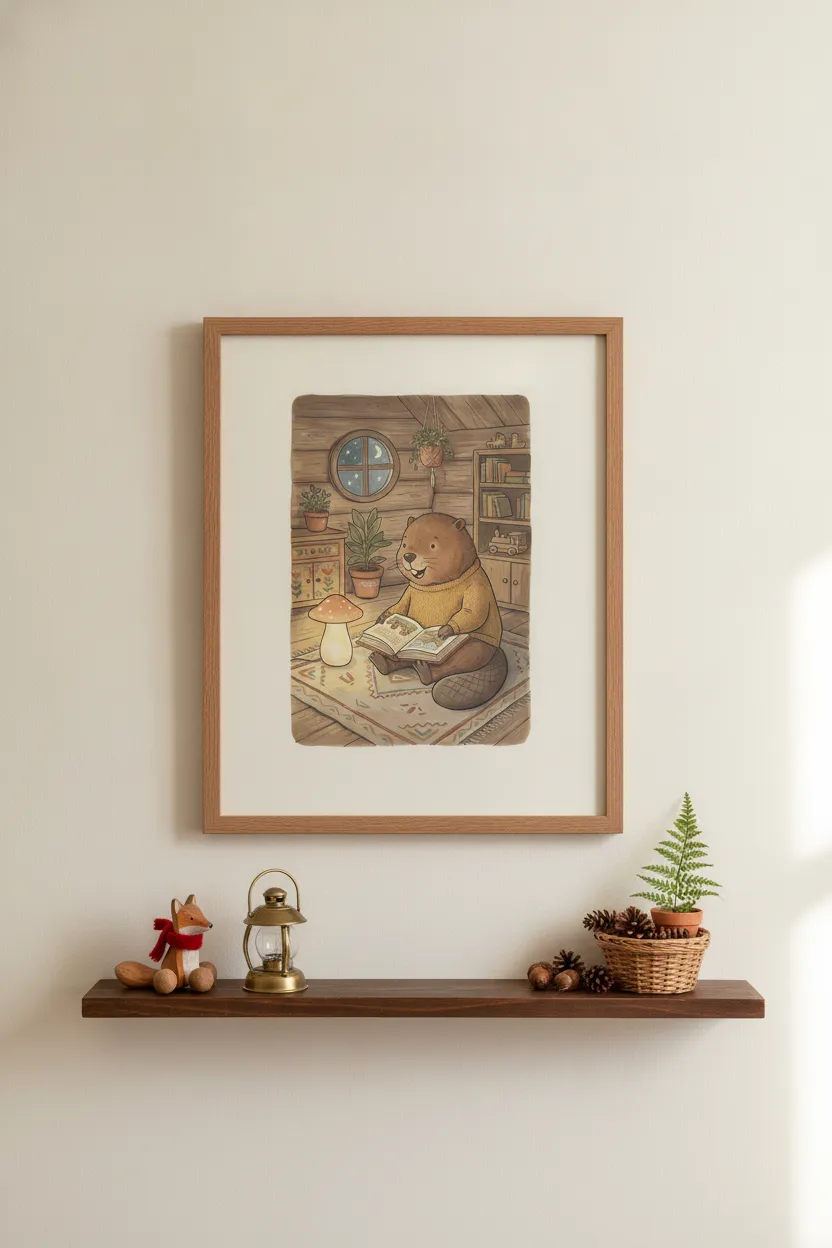 Beaver Reading Print
