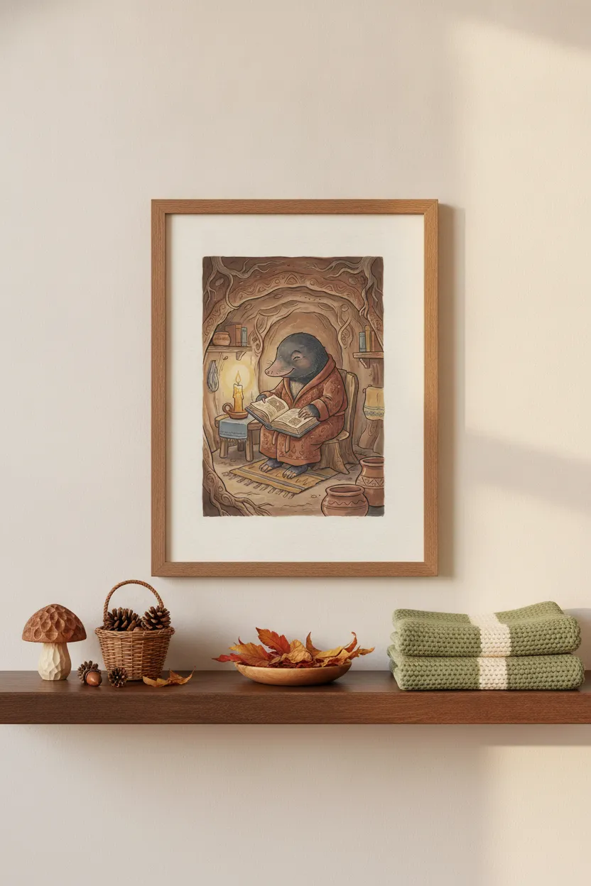 Mole Reading by Candlelight Print