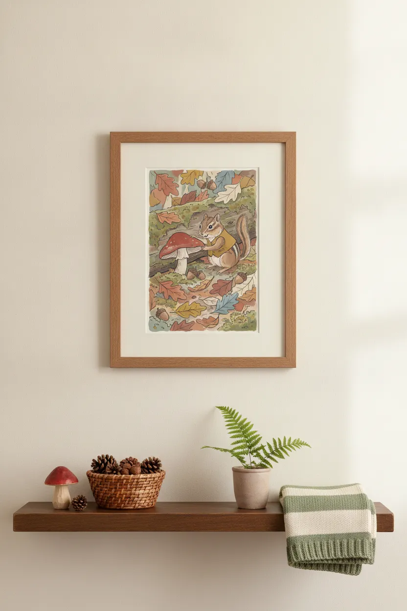 Chipmunk & Mushroom Print