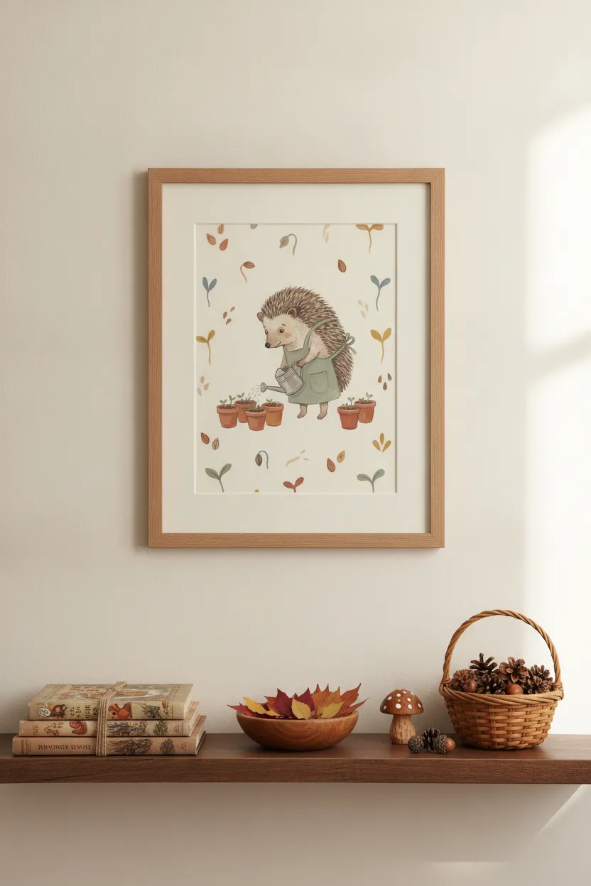 Hedgehog Gardening Print