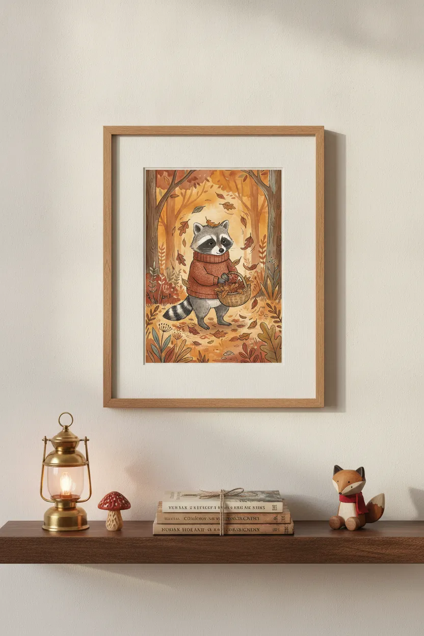 Raccoon in Sweater Print