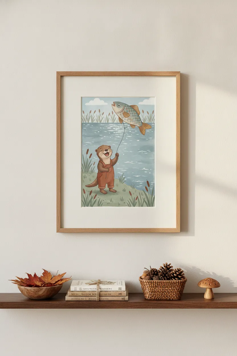 Otter Flying Fish Kite Print