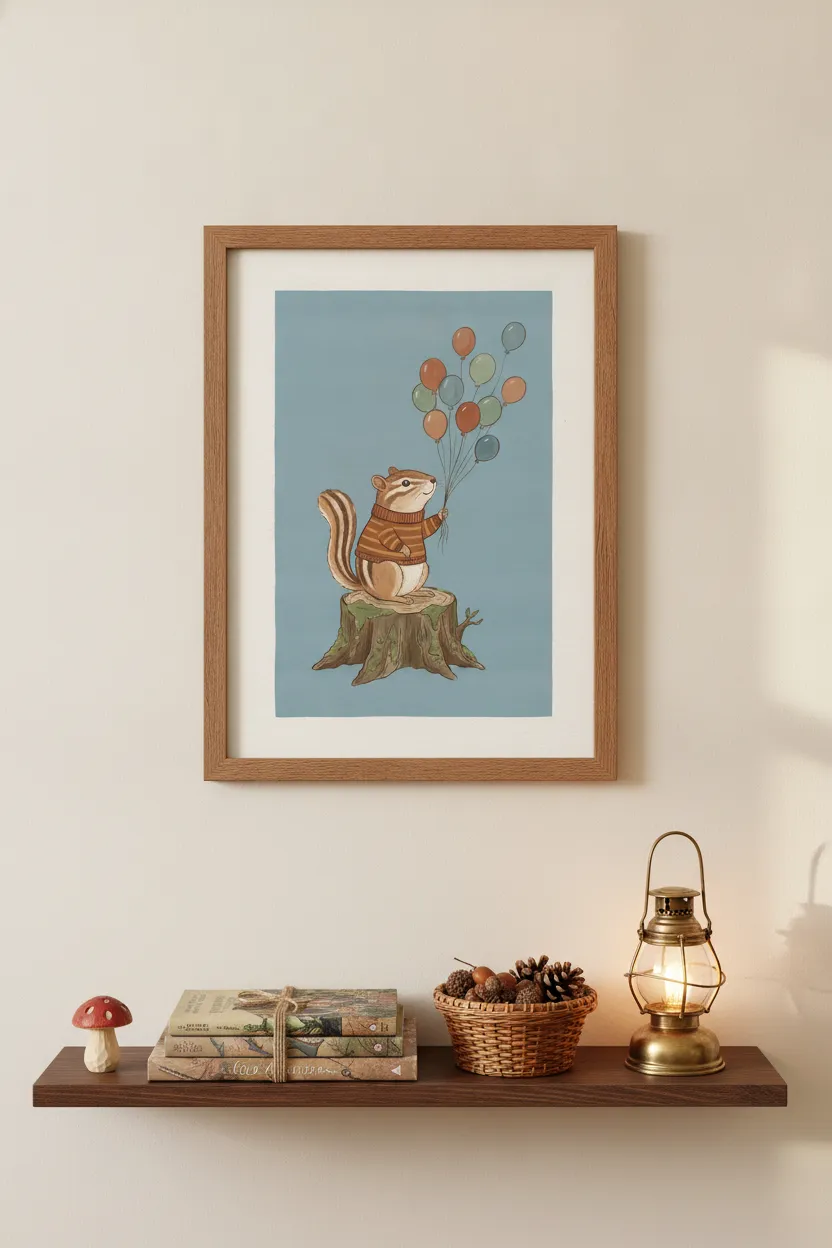 Chipmunk with Balloons Print