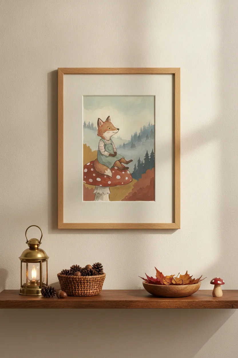 Fox on Toadstool Print