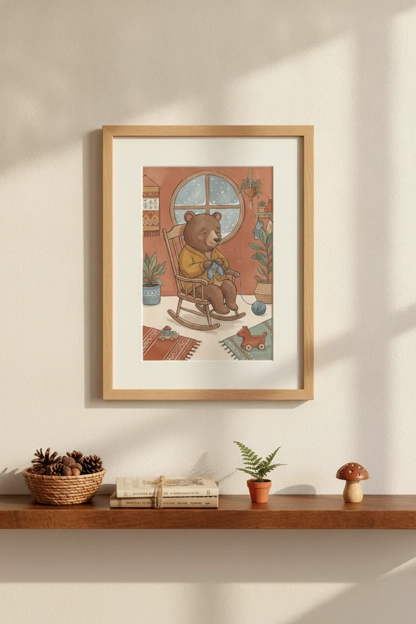 Knitting Bear Print