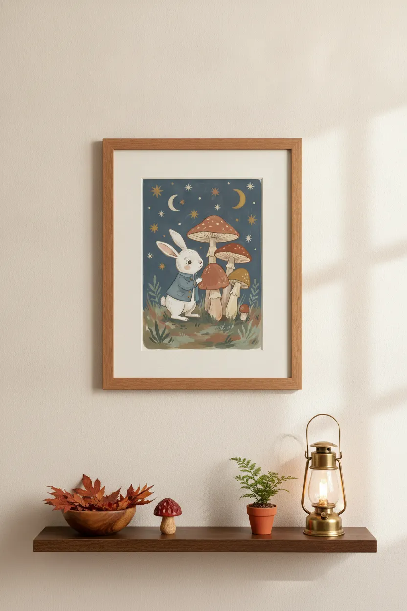 Rabbit and Toadstools Print